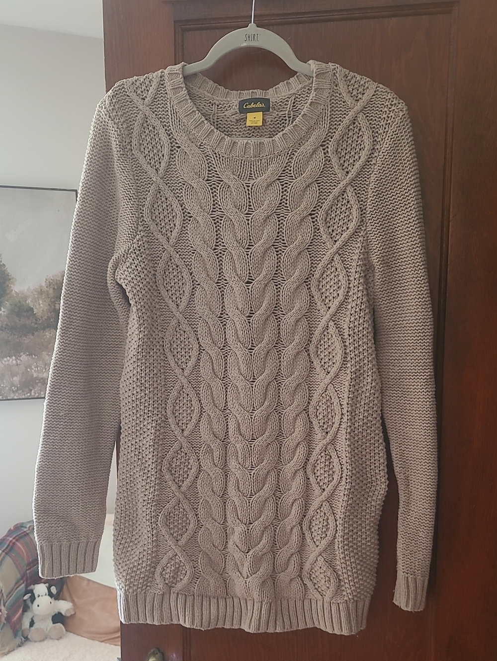 Cabela's Women's Taupe Cable Crewneck Sweater